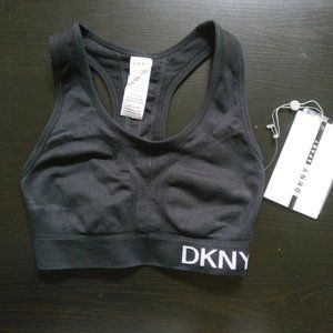 DKNY Black Athletic Sports Bra Racerback Logo XS